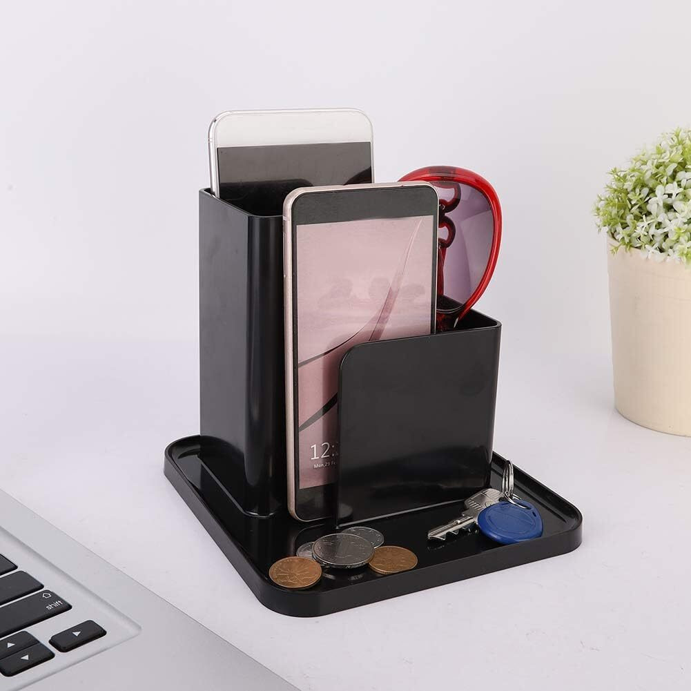 ARHAT ORGANIZERS Desk Organizer | Table Organizer | Multipurpose Stylish for Home & Office Organizer | Keys, Watch, Mobile, TV/AC Remote, Pen Holder (Black)