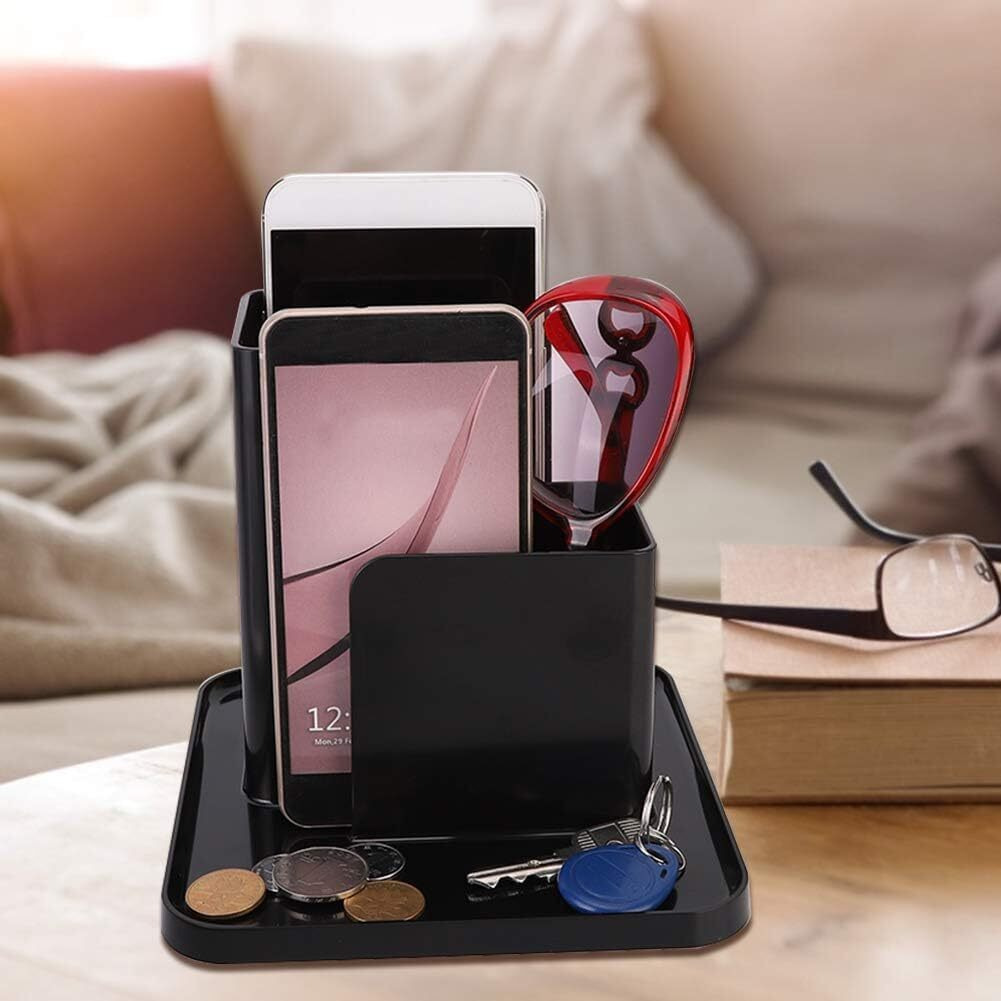 ARHAT ORGANIZERS Desk Organizer | Table Organizer | Multipurpose Stylish for Home & Office Organizer | Keys, Watch, Mobile, TV/AC Remote, Pen Holder (Black)