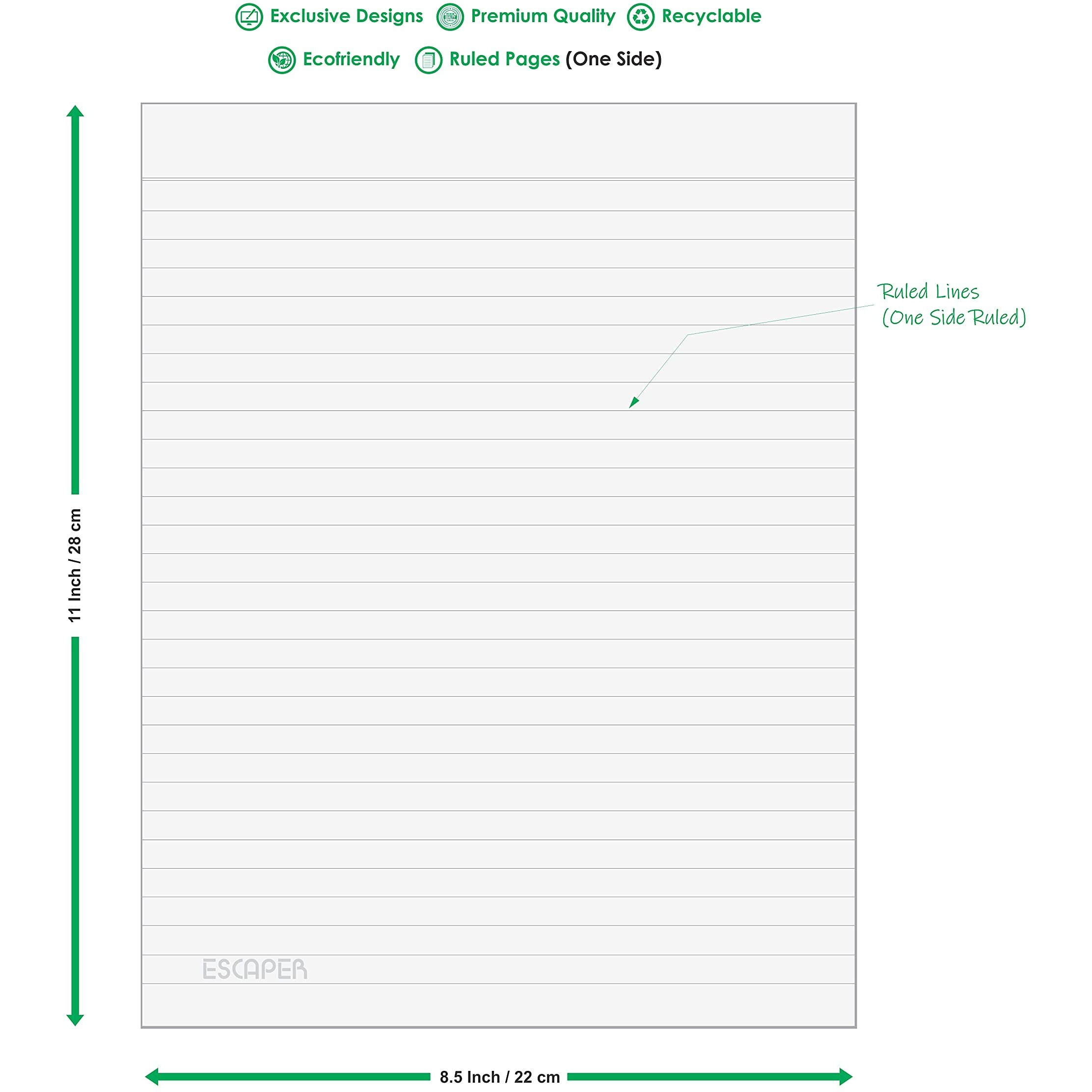 ESCAPER Write Your Way to Success with 80 Loose, A4 Ruled Sheets (One Side Ruled - 90 GSM - 11 x 8.5 inch) - Perfect for Exams, Projects, and Daily Notes