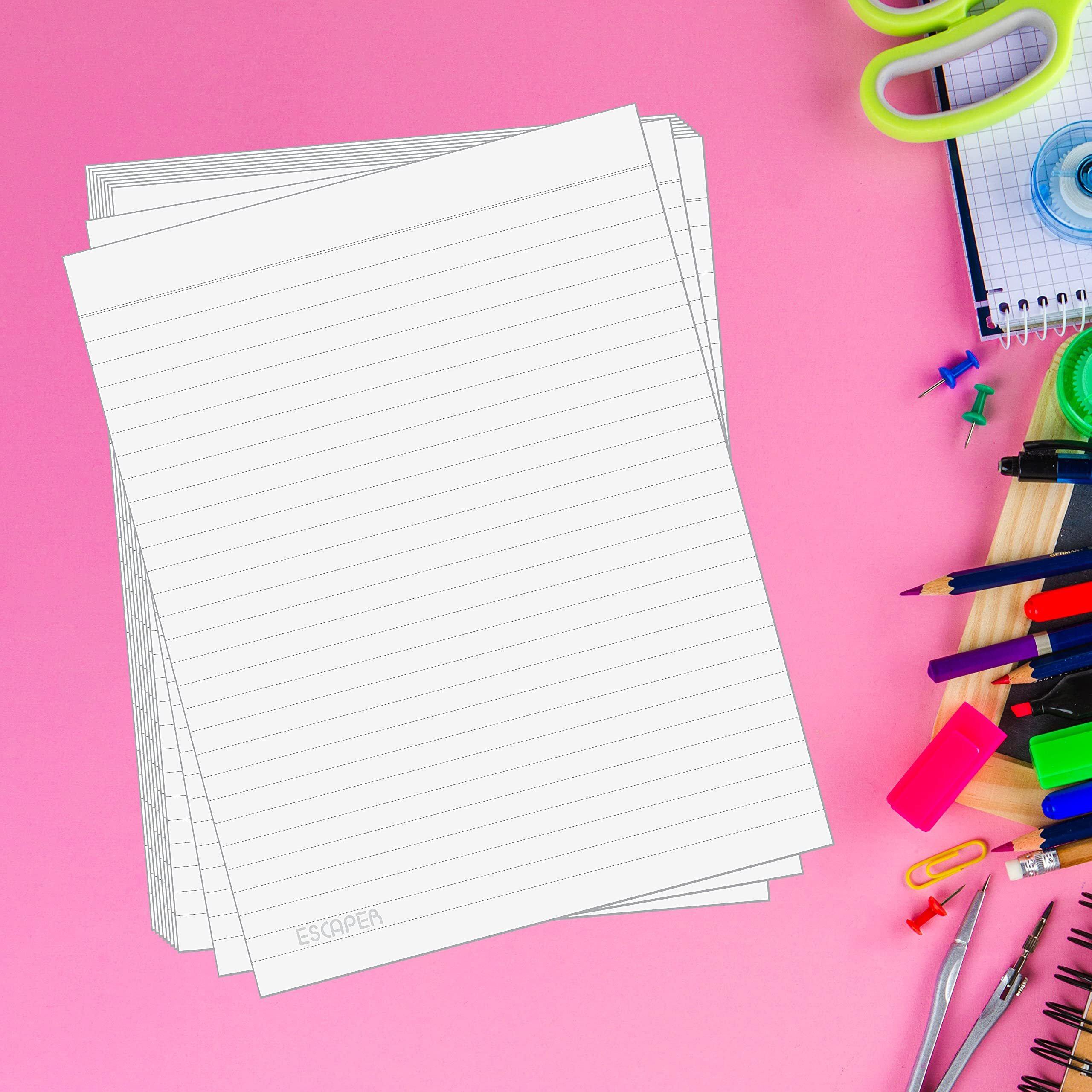 ESCAPER Write Your Way to Success with 80 Loose, A4 Ruled Sheets (One Side Ruled - 90 GSM - 11 x 8.5 inch) - Perfect for Exams, Projects, and Daily Notes