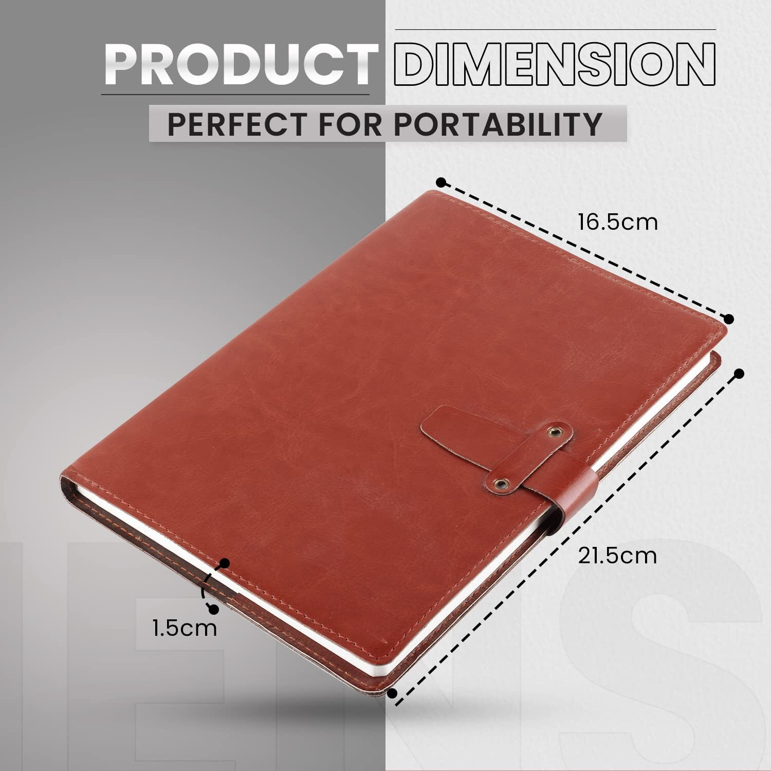 Cubic Diary with Pu Leather Cover for Writing, Planning, Travel, Office Use, A5 Paper Size, Hard Bound Journal with Magnetic Lock & Pen Loop, College Ruled, Sturdy Corporate Look, (192 Pages, Brown)