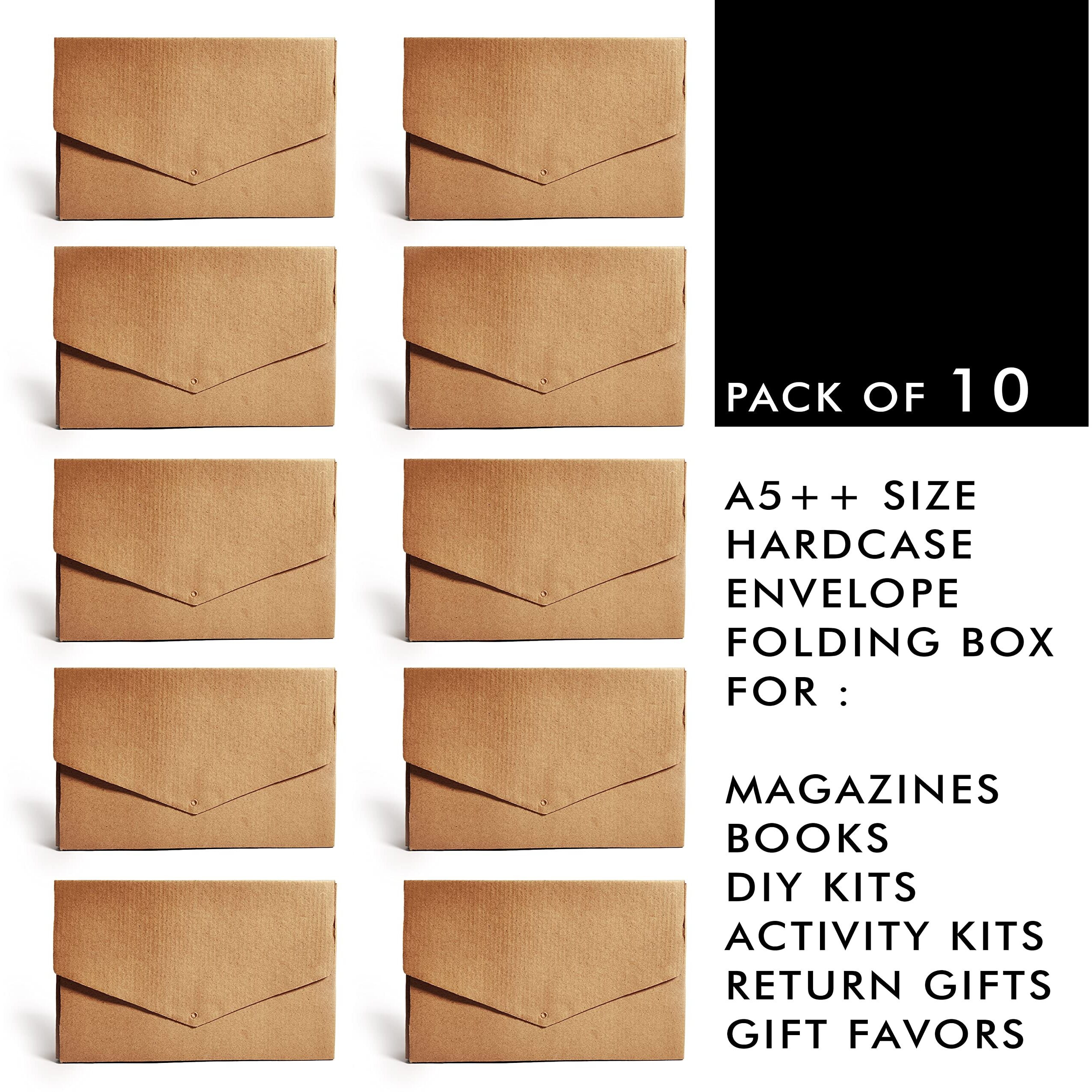 Messketeers - Say Hey to Art - (PACK OF 10pcs) Hard-Case (A5++) Corrugated Envelope Purses style Boxes For Shipping - Perfectly fits A5+ sized Books, Sketchbooks, DIY Kits, T-shirts, and small gifts. - SAFE PACK