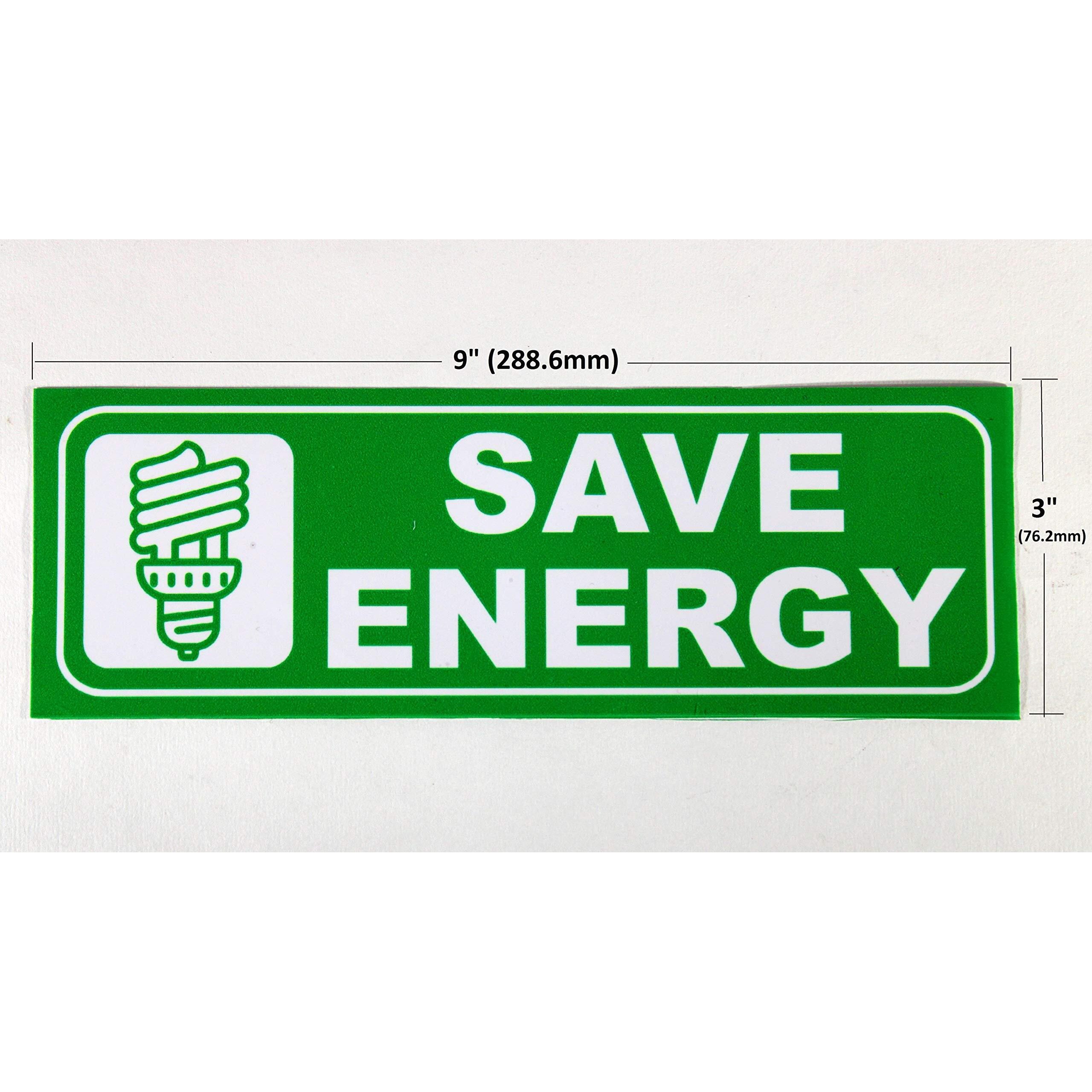 Esplanade Save Energy Sign Sticker Decal - Easy To Mount Weather Resistant Long Lasting Ink Size (9" X 3")