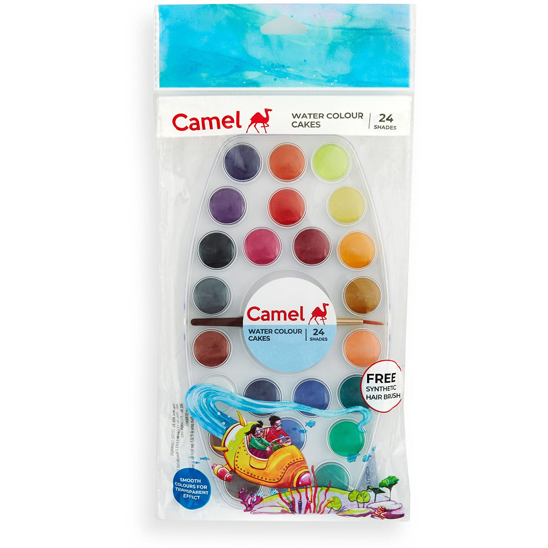 Camel Student Water Color Cake Set,24 Shades,Multicolor