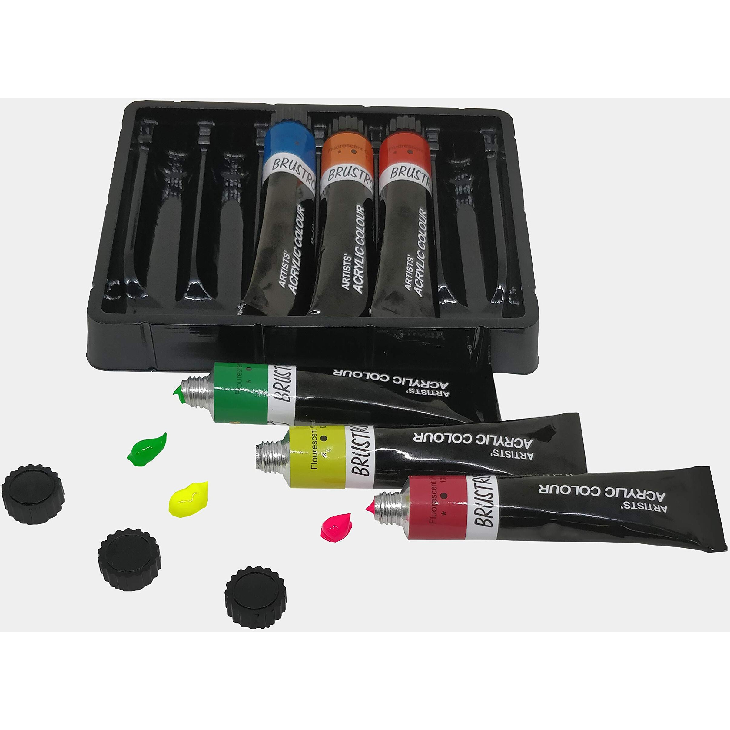 Brustro Artists Acrylic Colour Paint Set Of 6 Fluorescent Colours X 12Ml Tubes