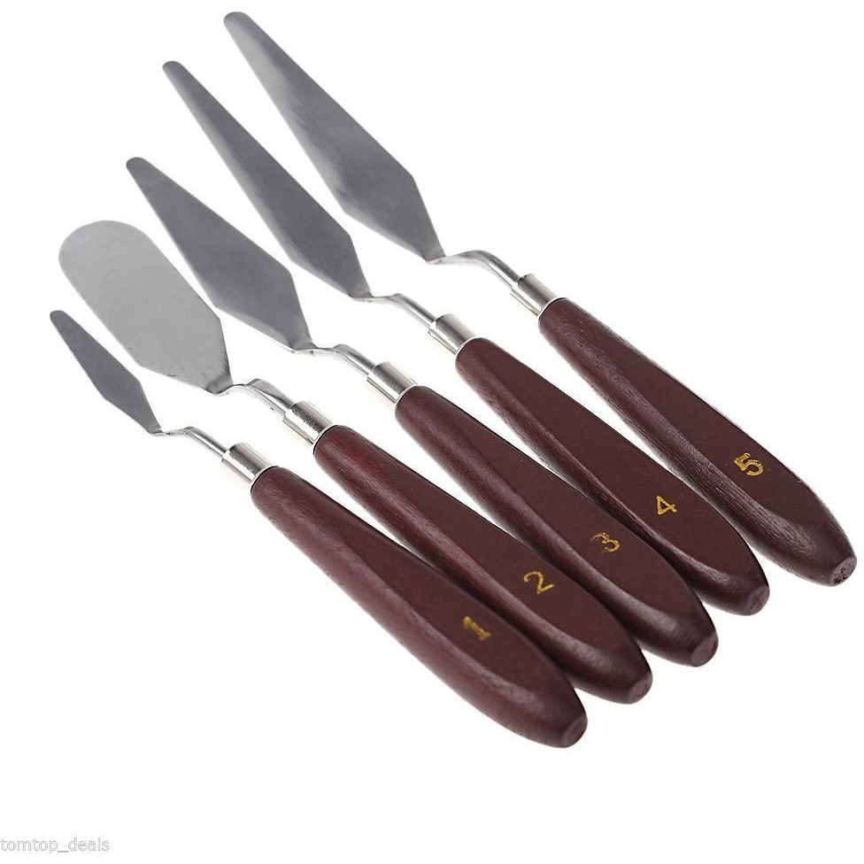 Grizzly Set Of 5 Painting Knives Of Various Sizes & Shapes