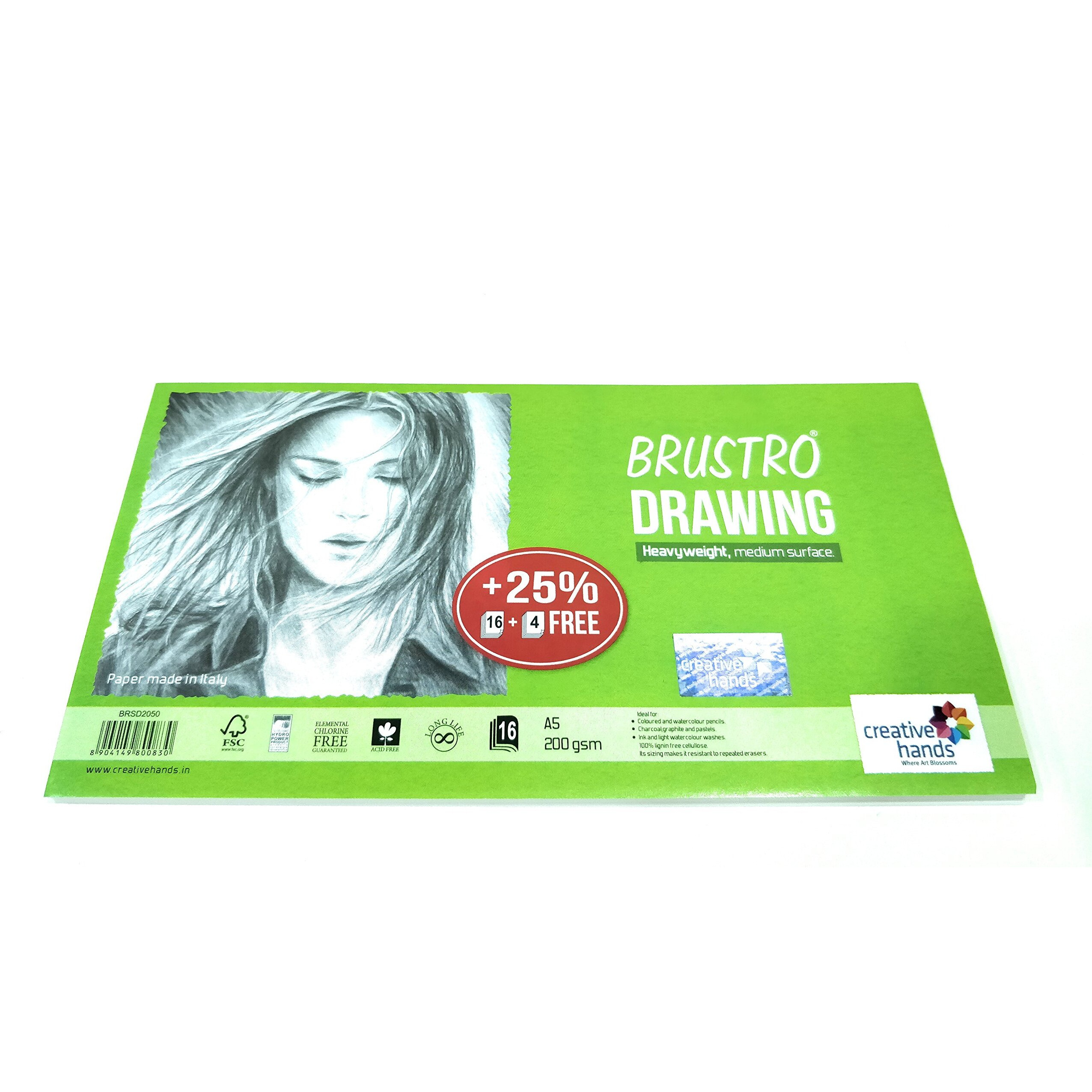Cretacolor Fine Art Graphite Set Of 3 Pencils(Hb, 4B,8B.) + Brustro Sketching & Drawing Papers 200 Gsm A5 (Pack Of 20 Sheets.)