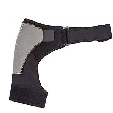 Tima Shoulder Support Double Lock Neoprene Adjustable Stretch Strap Brace Support Medical Posture Compression Shoulder Pad, Black & Grey, Universal, 1 Unit