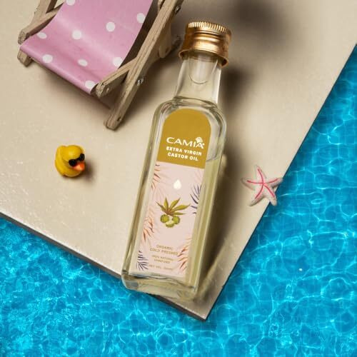 Camia Premium Cold Pressed Organic Castor Oil For Skin, Hair & Eyebrows | Rich In Vit E & Free Fatty Acids | Hydrates & Nourishes Skin | Promotes Hair Growth, Strengthens Strands | 100 Ml Glass Bottle