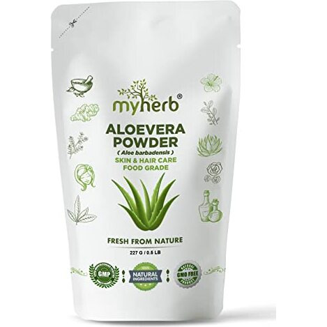 Myherb 100% Pure Natural Organic Aloevera Powder (Aaloe Barbadensis) || 227 Gm/0.5 Lbs || Natural Skin Moisturizer || Eco Friendly || For Face, Skin,Hair Care & Food Grade -For Man And Women