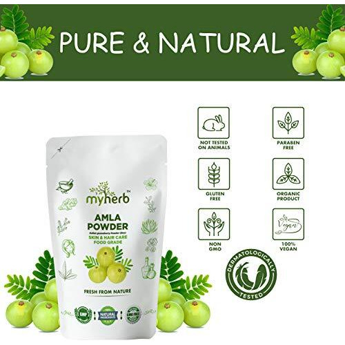Myherb 100% Natural Organic Amla Indian Gooseberry Powder (Dry), For Skin & Hair Care Food Grade, For Men & Women (227 Gm/0.5 Lbs)