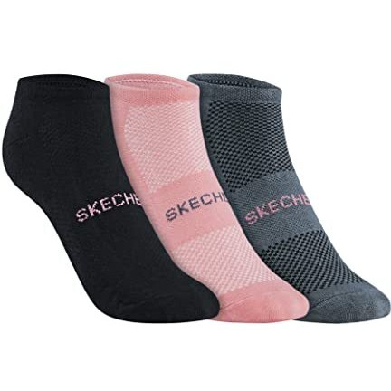 Skechers Cotton Womens S20013Id-Gybk Ankle Length Socks, Medium, Grey