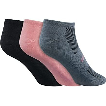 Skechers Cotton Womens S20013Id-Gybk Ankle Length Socks, Medium, Grey