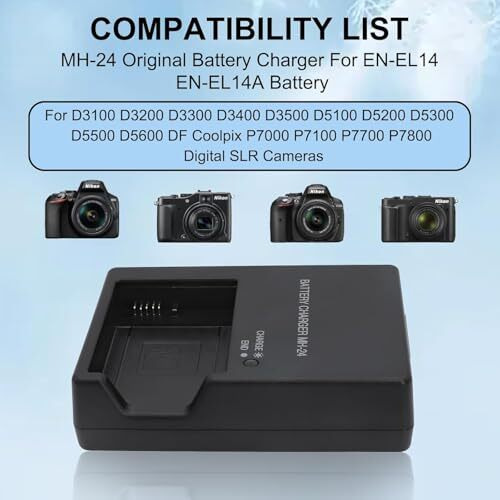 Schsteindar Mh-24 Camera Battery Charger For Nikon En-El14 En-El14A Wall Quick Charger D5100 D5200 D5300 D5500 D5600 D3100 D3200 D3300 D3400 D3500 P7000 P7100 P7700 P7800 With Cord