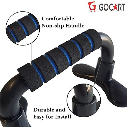 Gocart Abs Plastic Workout Push-Up Stand Handles Set With Non-Slip Bars, Comfort Foam Grips And Gloves For Men And Women (Black)