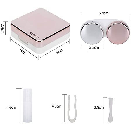 Inovera Eyekan Travel Contact Lens Case Box With Mirror (Rose Gold, Plastic)