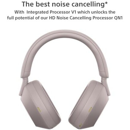 Sony New Wh-1000Xm5 Best Active Noise Cancelling Wireless Bluetooth Over Ear Headphones With Mic For Clear Calling,Battery Life 30 Hours-Smoky Pink