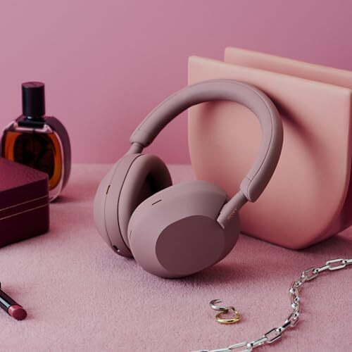 Sony New Wh-1000Xm5 Best Active Noise Cancelling Wireless Bluetooth Over Ear Headphones With Mic For Clear Calling,Battery Life 30 Hours-Smoky Pink