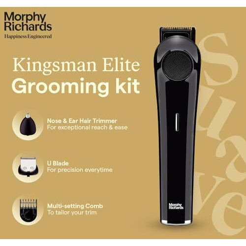 Morphy Richards Kingsman Elite 3-In-1 Multipurpose Trimmer For Men | Grooming Kit Shaver, Nose & Ear Trimmer | Usb Rechargeable | Stainless Steel Blades | Quick Charge | 2-Yr Warranty | Gift For Him