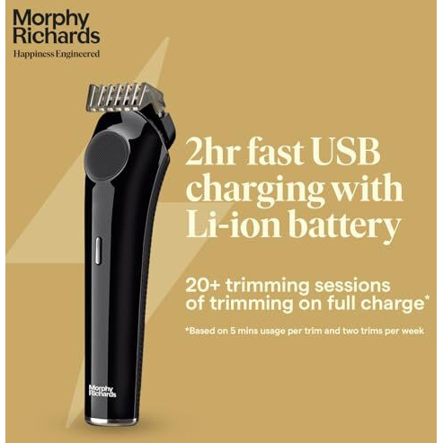 Morphy Richards Kingsman Elite 3-In-1 Multipurpose Trimmer For Men | Grooming Kit Shaver, Nose & Ear Trimmer | Usb Rechargeable | Stainless Steel Blades | Quick Charge | 2-Yr Warranty | Gift For Him