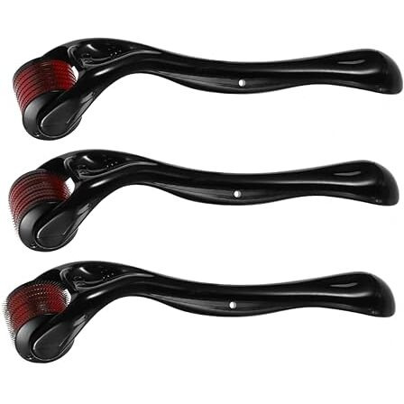 3Pcs Rollers Face 0.5Mm, 1Mm, 1.5Mm For Hair Regrowth Beard Men Growth Head Derma Scalp Massager Face With 540 Titanium Needles | Repairs Damaged Hair Fall | Easy To Use Safe Effective 3 Pack Roller