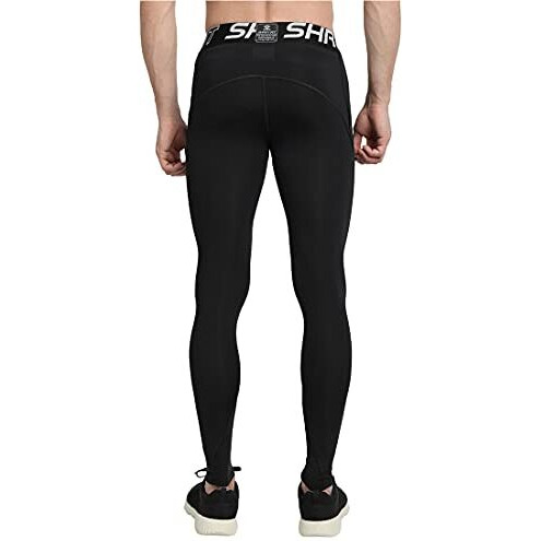 Shrey Intense Compression Long Tights Skins, Men's Legging, Base Layer For Gym, Running, Swimming, Cricket, Cycling, Football, Yoga, Basketball, Tennis, Badminton & More (M, Black)