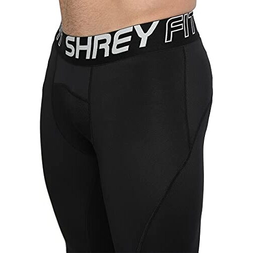 Shrey Intense Compression Long Tights Skins, Men's Legging, Base Layer For Gym, Running, Swimming, Cricket, Cycling, Football, Yoga, Basketball, Tennis, Badminton & More (M, Black)