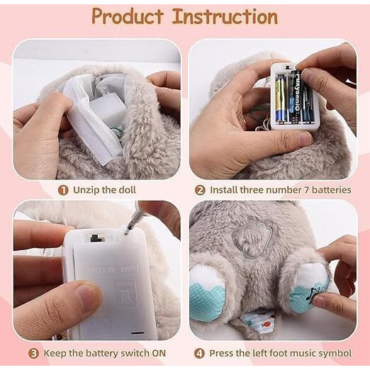 Yiqelu Breathing Teddy Otter Glowing Music For Baby Sensory Sleep Lights Rhythmic Soft Toy Simulation Plush For Babies Kids Soothing Sound (Random Color)