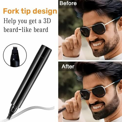 Bogota Beard Color Pencil For Men - Black Beard Pen & Dye For Long Lasting Coverage, Enhances Facial Hair, Moustache & Eyebrows