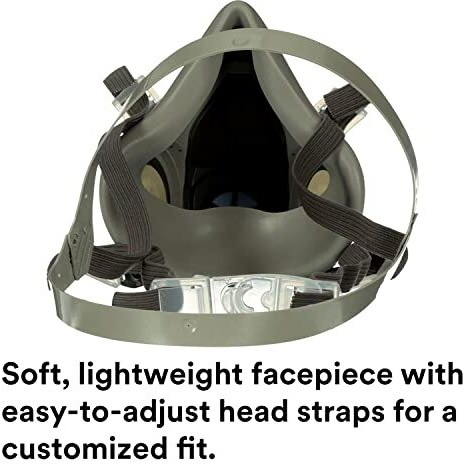 3M Half Facepiece Reusable Respirator 6200, Dual Airline Supplied Air Compatible, Comfortable Design, Reusable & Breathable Design, Protect With Airborne Particles, Without Cartridges - (Pack Of 1)
