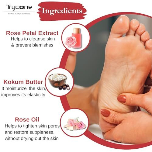 Trycone Crack Heel Repair Foot Cream For Dry, Rough And Cracked Heels Enriched With Rose Oil & Rose Petal Extracts For Men And Women - 100 Gm