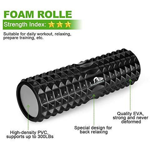 Bodylastics 6-In-1 18 Large Size Foam Roller Kit Includes Massage Stick, 3 Massage Balls & Storage Bag For Pre & Post Workout Sessions, Physical Therapy, Deep Tissue Pain Relief, Myofascial Release