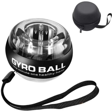 The Autostory Advanced Gyro Wrist Strengthener Ball - Enhancing Arms, Fingers, And Wrists With Auto-Start Technology For Powerful Muscles And Bones (Bag Included) (Platinum Core, Lights, Black)