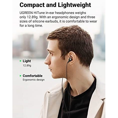 Ugreen 3.5Mm Earbuds Wired In Ear Headphones With Microphone And Volume Control Noise Cancelling Headphones Hifi Stereo Wired Earbuds Compatible With Galaxy A12 A52 Moto G Power G10 Google Pixel 4A