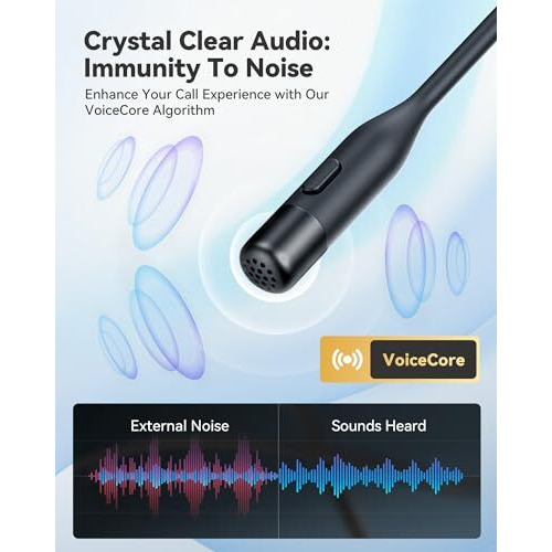 Emeet Airflow Open Ear Headphones, Bluetooth 5.3 Wireless Headsets With Detachable Microphone, 40 Hours Playtime, Ipx5, Wireless Earbuds, Multipoint Pairing, App Control, Ultra Comfort(Black)