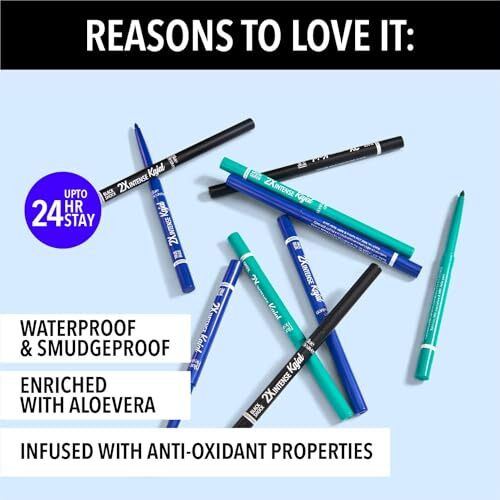 Blue Heaven 2X Intense Kajal Combo Green Queen And True Blue | With Soothing Aloe Vera | Upto 24Hr Stay | Long Lasting And Smudge Proof Pencil | Matte Finish| Pack Of 2 | 0.30G Each, Multicolor