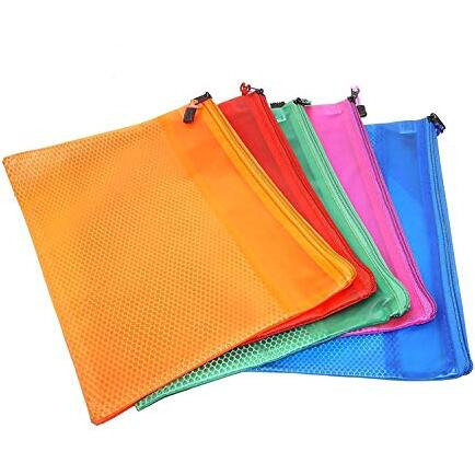Tulman 5 Pieces B5 Size Transparent Waterproof Travel Storage Pouch Organizer Mesh Bag With Zipper For Cosmetic Jewelry Makeup Pen Pencil Case (Color May Vary), Multicolor