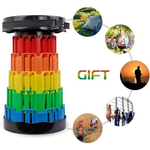 Gnastas Upgraded-Portable Retractable Folding Stool, Collapsible Telescoping Foldable Camping Stool For Adults For Outdoor Fishing Hiking Gardening Travel Bbq 1Pc Black