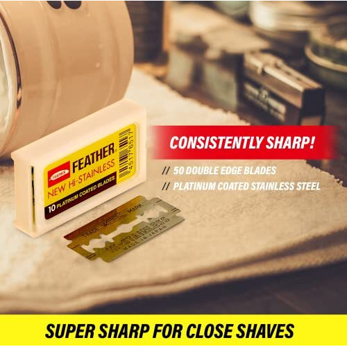 Feather Brand 20 Count Razor Blades New Hi-Stainless Double Edge, Men