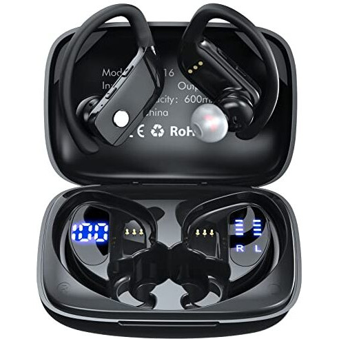 Caymuller Wireless Earbuds Bluetooth Headphones 48Hrs Play Back Sports Earphones With Led Display Built In Mic Deep Bass Stereo In Ear Waterproof Headset For Workout Gaming Running