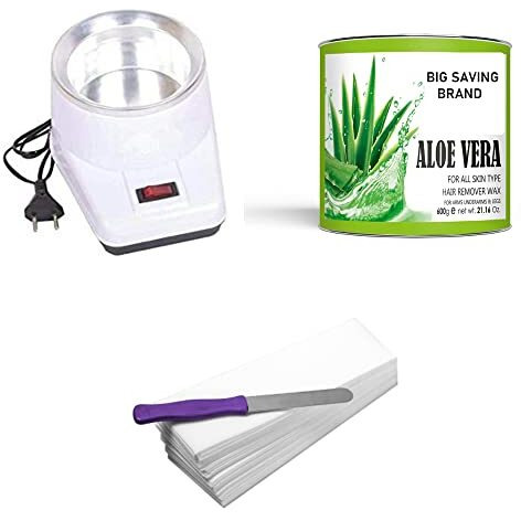 Kahrl Wax Heater Whole Body Hair Removal Body Wax 400 G. Spatula Knife Wax Heater Kit Wax Heater Combo For Women(Pack Of 4) (Wax, Aloevera)