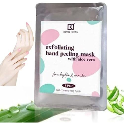 Royal Needs  Your Highness Hand Peel Mask For Dead Skin Removal With Aloe Vera - 1 Pair | Exfoliating Hand Mask | Manicure Hydrating Mask | Baby Soft,Hands Moisturising Manicure At Home
