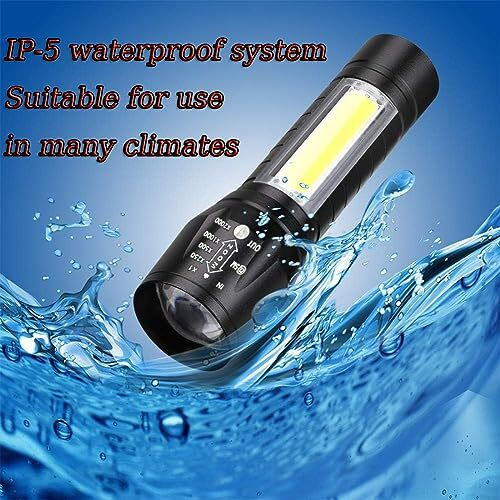 Dotcom Led Emergency Handheld Flashlight Usb Rechargeable Flashlight 3 Modes Adjustable Focus,Portable Waterproof Led Flashlight With Cob Side LightsBest Tactical Torch For Hurricane (1Pack)