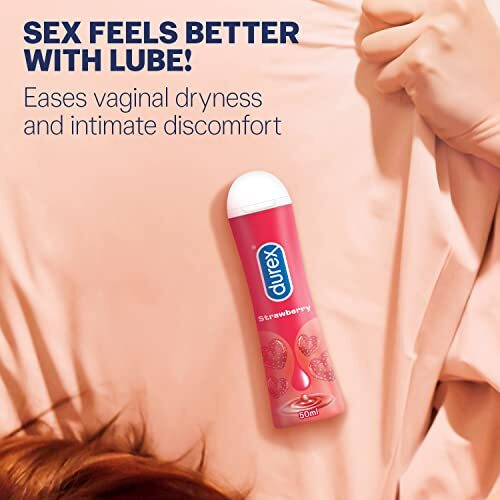 Durex Lube Strawberry Flavoured Lubricant Gel For Men & Women - 50Ml | Water Based Lube | Compatible With Condoms & Toys