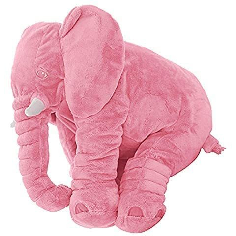 Babify Big Size Fibre Filled Stuffed Animal Elephant Baby Plush Soft Pillow Toy For Toddlers (45Cm, Pink) - 1 Year Above