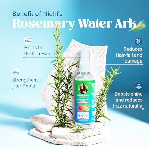 NidhiS Grandmaa Secret Rosemary Water Ark | Hair Thickening Mist, Natural Rosemary Water Spray For Thick Hair, Rosemary Hair Mist | Pure Distillate, Suitable For All Hair Types | 100Ml