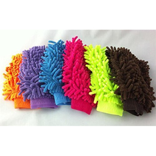 Morningvale Pan Pacific Istf Double-Sided Microfiber Multipurpose Wash Mitt Gloves For House Car Glass Lcd Cleaning - Set Of 2, Multicolour