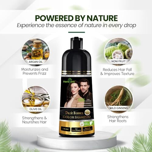 Herbishh Dark Brown Hair Color Shampoo, 3 In 1, 100% Grey Coverage, Hair Color For Men & Women, Long-Lasting Color In 15-20 Mins, Ammonia-Free, 200 Ml