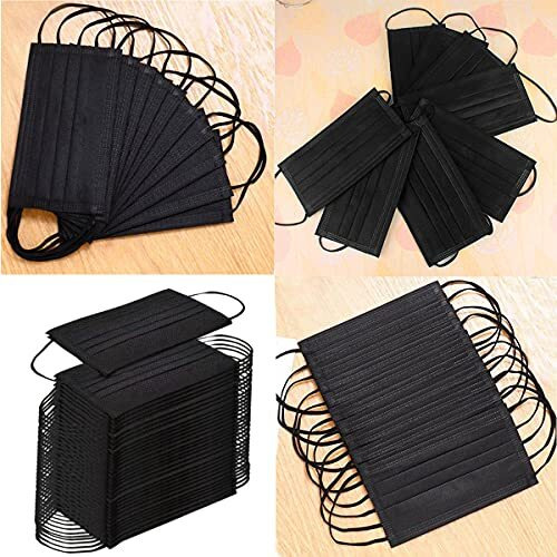 Nnpcbt Nonwoven Fabric, Women 100Pcs 3 Ply Black Disposable Face Mask Filter Protection Face Masks