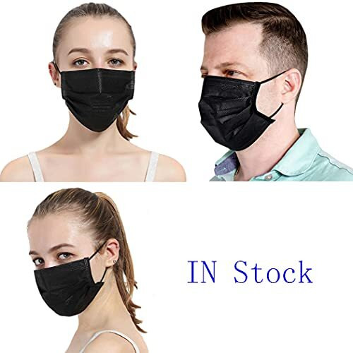 Nnpcbt Nonwoven Fabric, Women 100Pcs 3 Ply Black Disposable Face Mask Filter Protection Face Masks